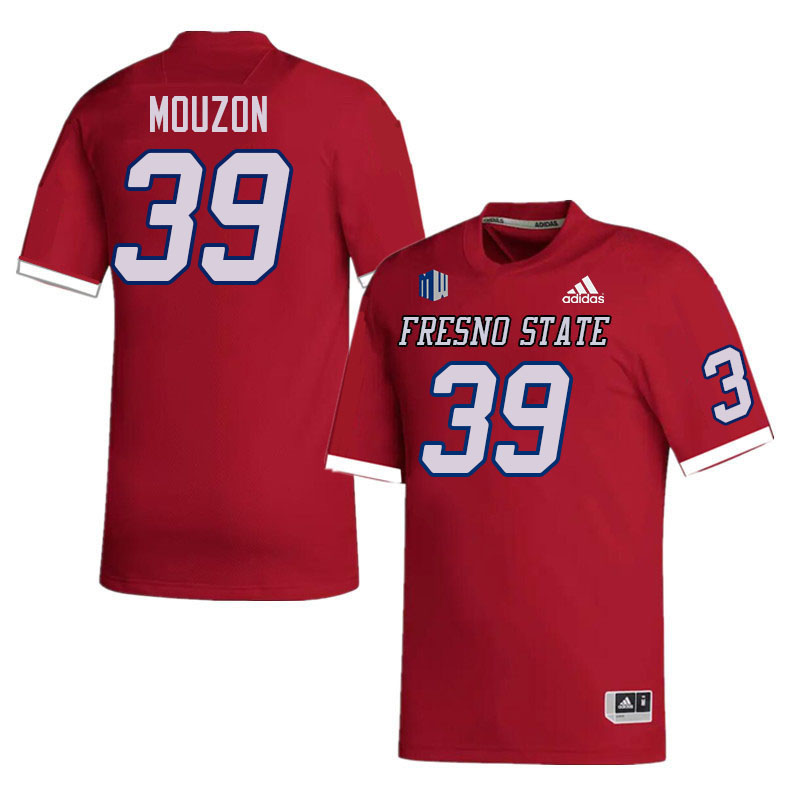 Men #39 Loyall Mouzon Fresno State Bulldogs College Football Jerseys Stitched-Red